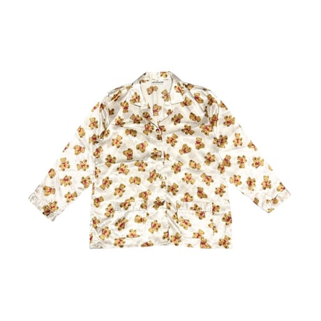 【USED】90's Liz Claiborne Teddy Bear Parade Pure Silk Sleeping Shirt