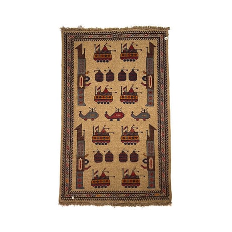 【USED】90'S-00'S HANDMADE AFGHAN WAR RUG ⑨