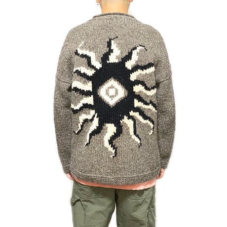 【USED】00'S ECUADOR MADE HAND KNIT WOOL SWEATER