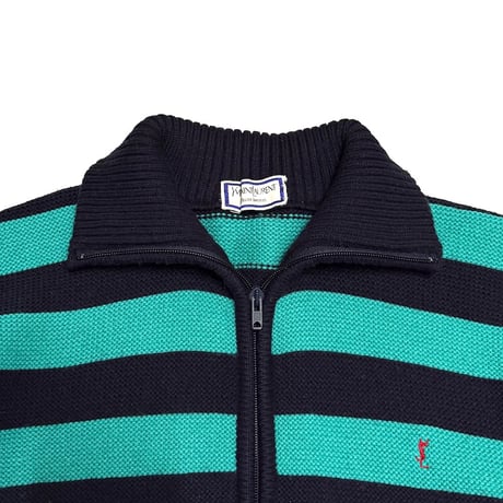 【USED】80's Yves Saint Laurent “Diffusion Hommes” Striped Zip Knit Jacket Made in Spain