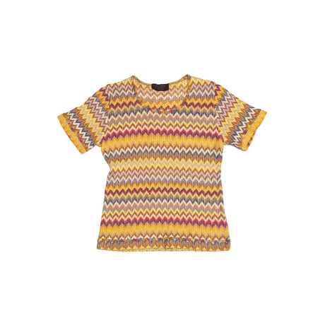 【USED】00's DUALVIEW MILANO Zigzag Knit T-shirt