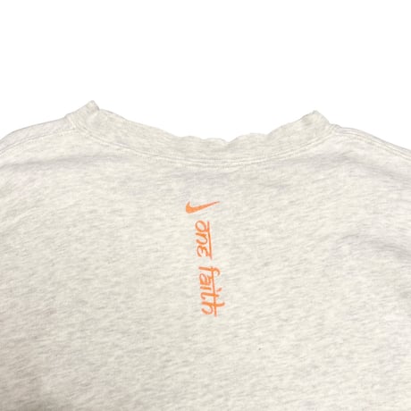 【USED】00's NIKE "One Faith" Cosmic Mountain Sweatshirt with Fade & Damaged Rib