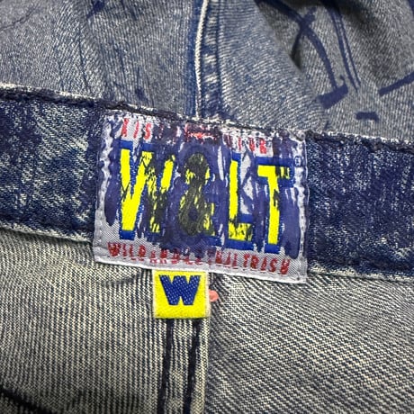 【USED】90's W.&L.T. "KISS THE FUTURE" Graffiti Print Denim Pants