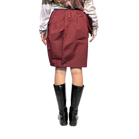 【USED】00's PRADA 2009 TAFFETA BUBBLE SKIRT BURGUNDY