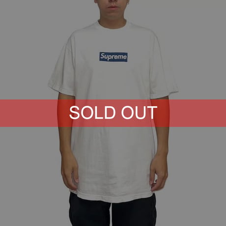 【USED】00's SUPREME NAVY ON WHITE BOX LOGO T-SHIRT