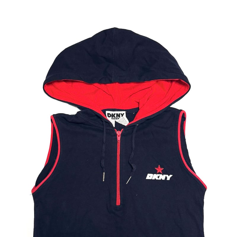 USED】90's DKNY JEANS Hooded Sport Mini Dress |