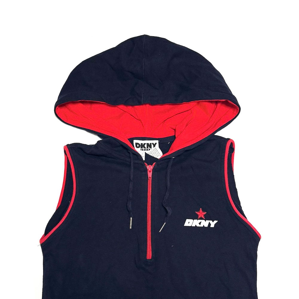 DKNY JEANS オールインワン レッド USED】90's DKNY JEANS Hooded Sport Mini Dress |