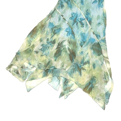 【USED】00's jonathan martin BLUE FLOWER SHEER DRESS