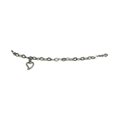 【USED】Vintage Italy 925 Silver Heart & Key Chain Bracelet
