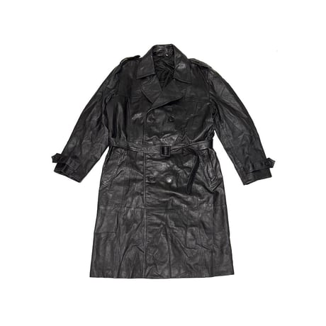 【USED】80's C&A GOAT LEATHER TRENCH COAT BLACK