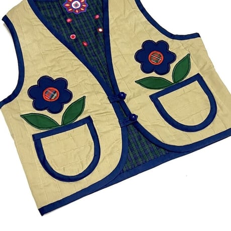 【USED】80'S FLOWER QUILTED VEST