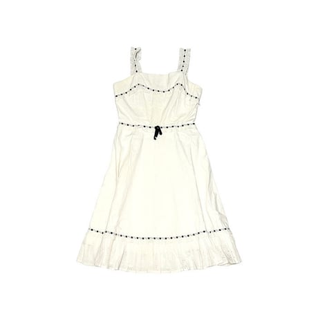 【USED】70'S FRILL SHOULDER STRAP DRESS WHT