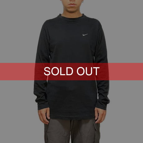 【USED】00'S NIKE LOGO EMBROIDERY L/S T-SHIRT SIZE:M