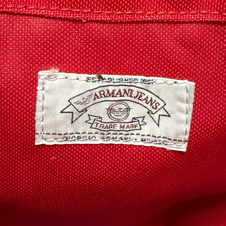 【USED】90's ARMANI JEANS Red Nylon Drawstring Backpack