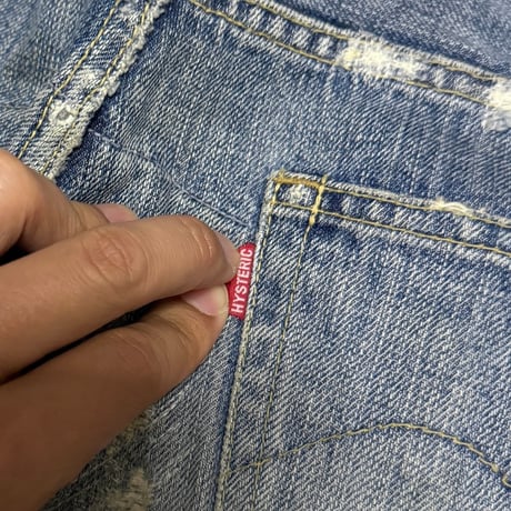 【USED】90's HYSTERIC GLAMOUR KINKY JEANS Heritage Distressed Repair Denim Pants