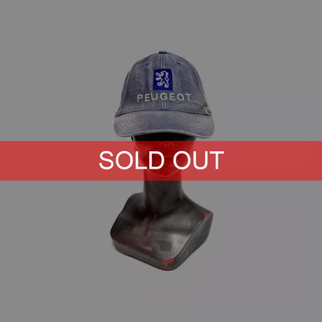 【USED】90's PEUGEOT Embroidered Logo Cap Faded French Blue