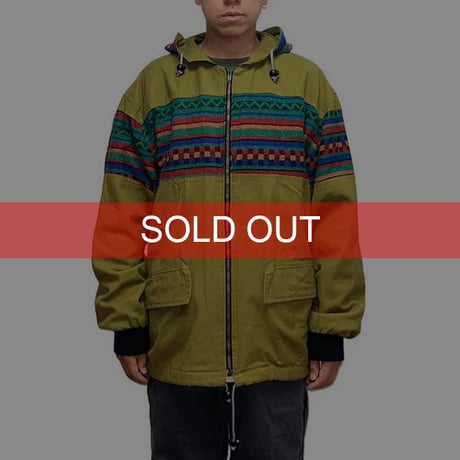 【USED】80'S CPM JACQUARD WEAVE SWITCHING JACKET MADE IN ITALY