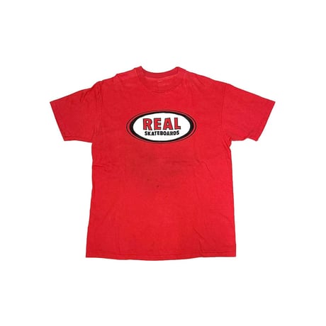 【USED】90's REAL SKATEBOARDS OVAL LOGO T-SHIRT RED