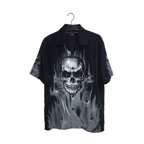 【USED】90'S DRAGONFLY SKULL × FIRE SHIRT