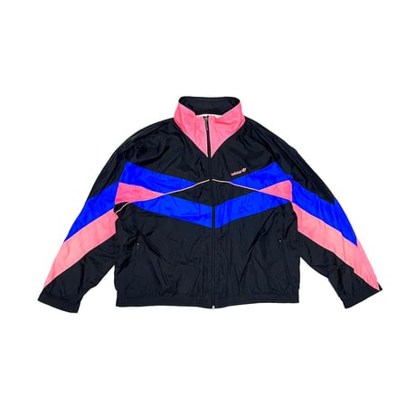 【USED】80's adidas NYLON TRACK JACKET BLACK×BLUE×PINK
