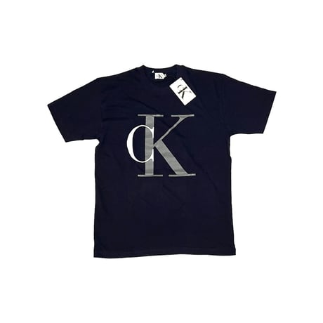 【DEAD STOCK】90's CK Calvin Klein Jeans BIG LOGO T-SHIRT NAVY