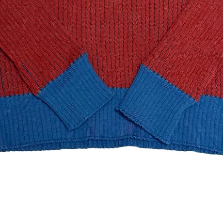 【USED】90's-00's Jean Paul Gaultier JEANS Bicolor Ribbed High-Neck Knit