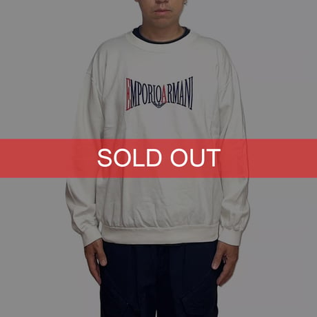 【USED】90's EMPORIO ARMANI CURVED LOGO SWEATSHIRT