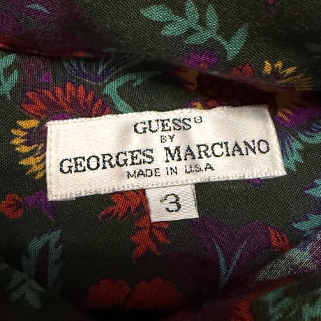 【USED】90's GUESS by Georges Marciano Floral Rayon Shirt Made in USA