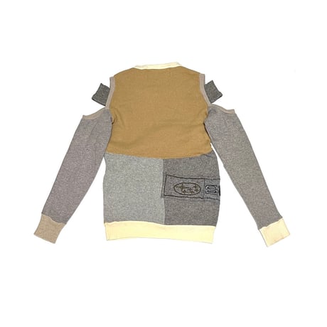 【USED】90's FAKE LONDON CRAZY PATCHWORK CASHMERE SWEATER