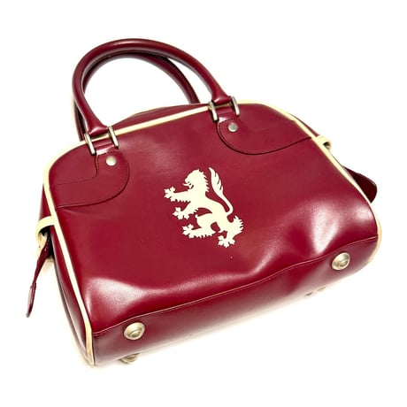 【USED】00's Pringle of Scotland Burgundy PVC Leather Mini Boston Bag