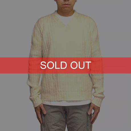 【USED】HELMUT LANG 1997AW V-NECK COMMANDO KNIT SWEATER ÉCRU