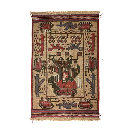 【USED】90'S-00'S HANDMADE AFGHAN WAR RUG ④