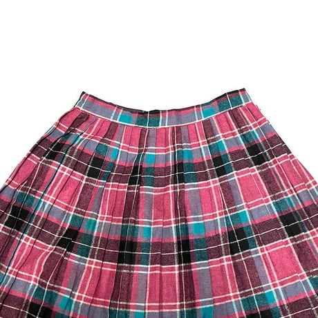 【USED】80'S WOOL PLAID PLEATED SKIRT
