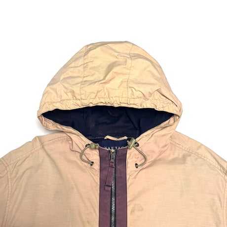 【USED】00’s NAUTICA JEANS Sand Beige Oversized Hooded Jacket