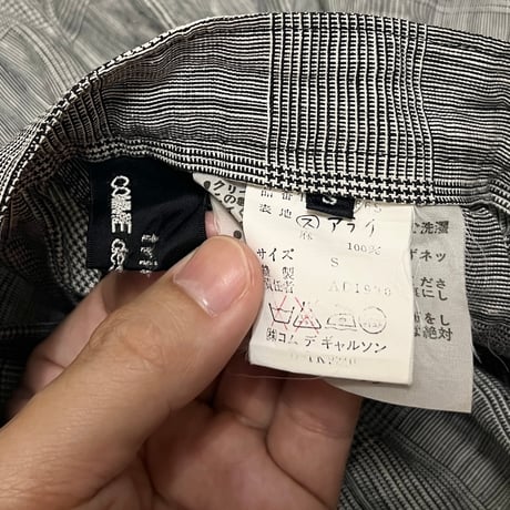 【USED】tricot COMME des GARCONS 1990 GLEN CHECK CREASED SKIRT