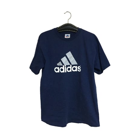 【USED】90'S ADIDAS 3-STRIPES LOGO T-SHIRT NAVY