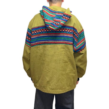 【USED】80'S CPM JACQUARD WEAVE SWITCHING JACKET MADE IN ITALY