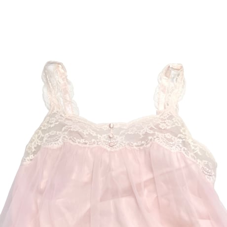 【USED】70's-80's warner's LINGERIE DRESS BABY PINK