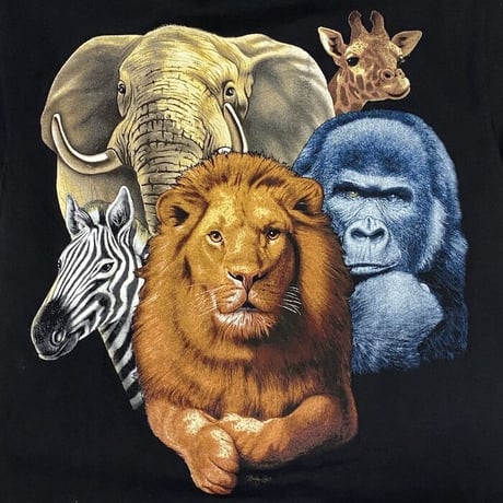 【USED】90'S AFRICAN ANIMALS T-SHIRT