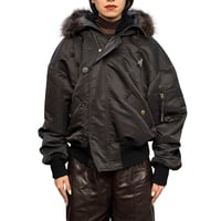 【USED】90's Jean Paul Gaultier Jeans Hooded Bomber Jacket with Removable Fur Trim