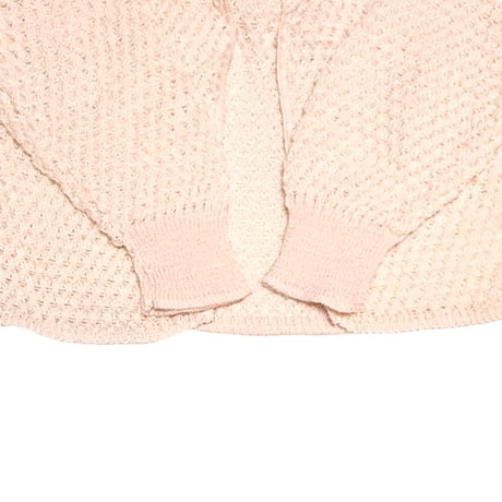 【USED】70's Damart "Thermolactyl" Pastel Knit Cardigan with Satin Ribbon