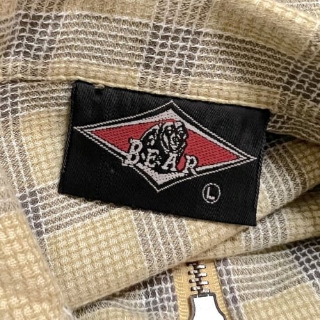 【USED】90'S-00'S BEAR USA S/S CHECK ZIP SHIRT