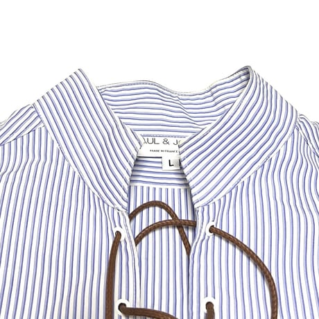 【USED】90's-00's PAUL & JOE LACE-UP PULLOVER STRIPE SHIRT