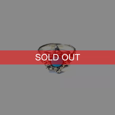 【USED】Vintage Hexagram 925 Silver Ring with Turquoise-Color Resin