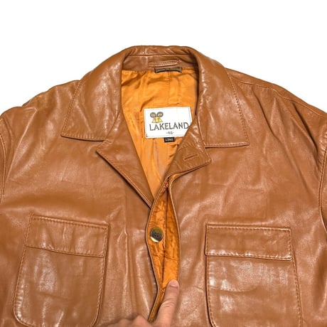 【USED】70's LAKELAND White Label Caramel Leather Field Jacket
