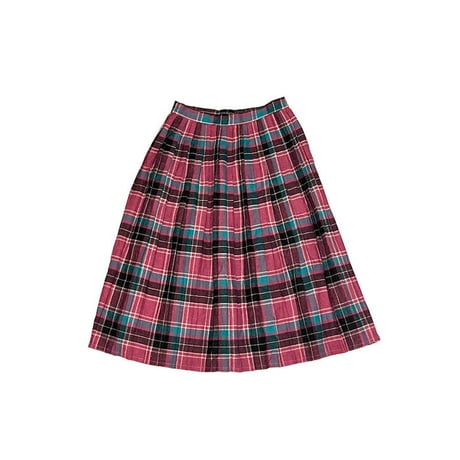 【USED】80'S WOOL PLAID PLEATED SKIRT