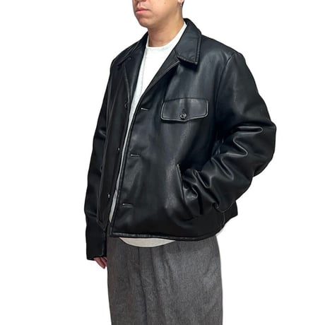【USED】80's-90's EMPORIO ARMANI SHORT LENGTH SYNTHETIC LEATHER JACKET