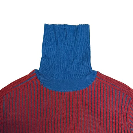 【USED】90's-00's Jean Paul Gaultier JEANS Bicolor Ribbed High-Neck Knit