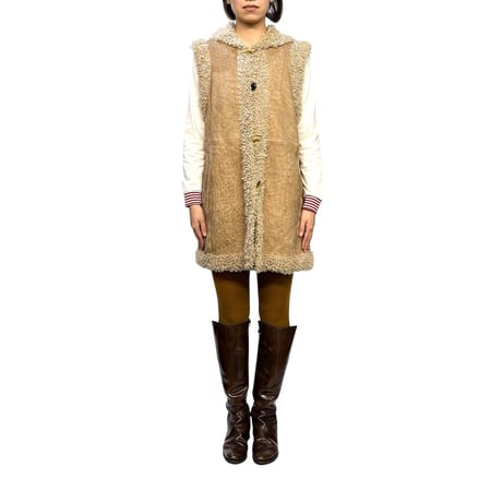 【USED】00's 4-Way Detachable Sleeve Shearling & Boa Hooded Coat