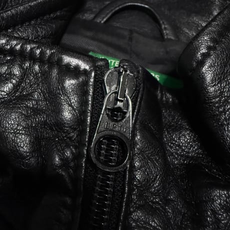 【USED】00's UNITED COLORS OF BENETTON Black Leather Jacket OPTI Zip